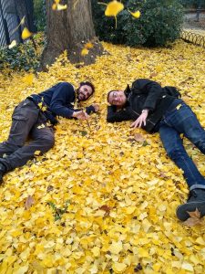 Students enjoying fall in Montpellier